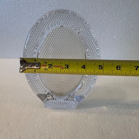 Clear Glass Oval Picture Frame Heavy Textured Self Standing Unmarked - Picture 8 of 8